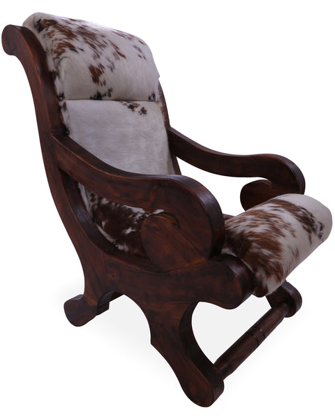 Hair-On Cowhide Handcrafted Reclaimed Wood Chair - Golden Nile