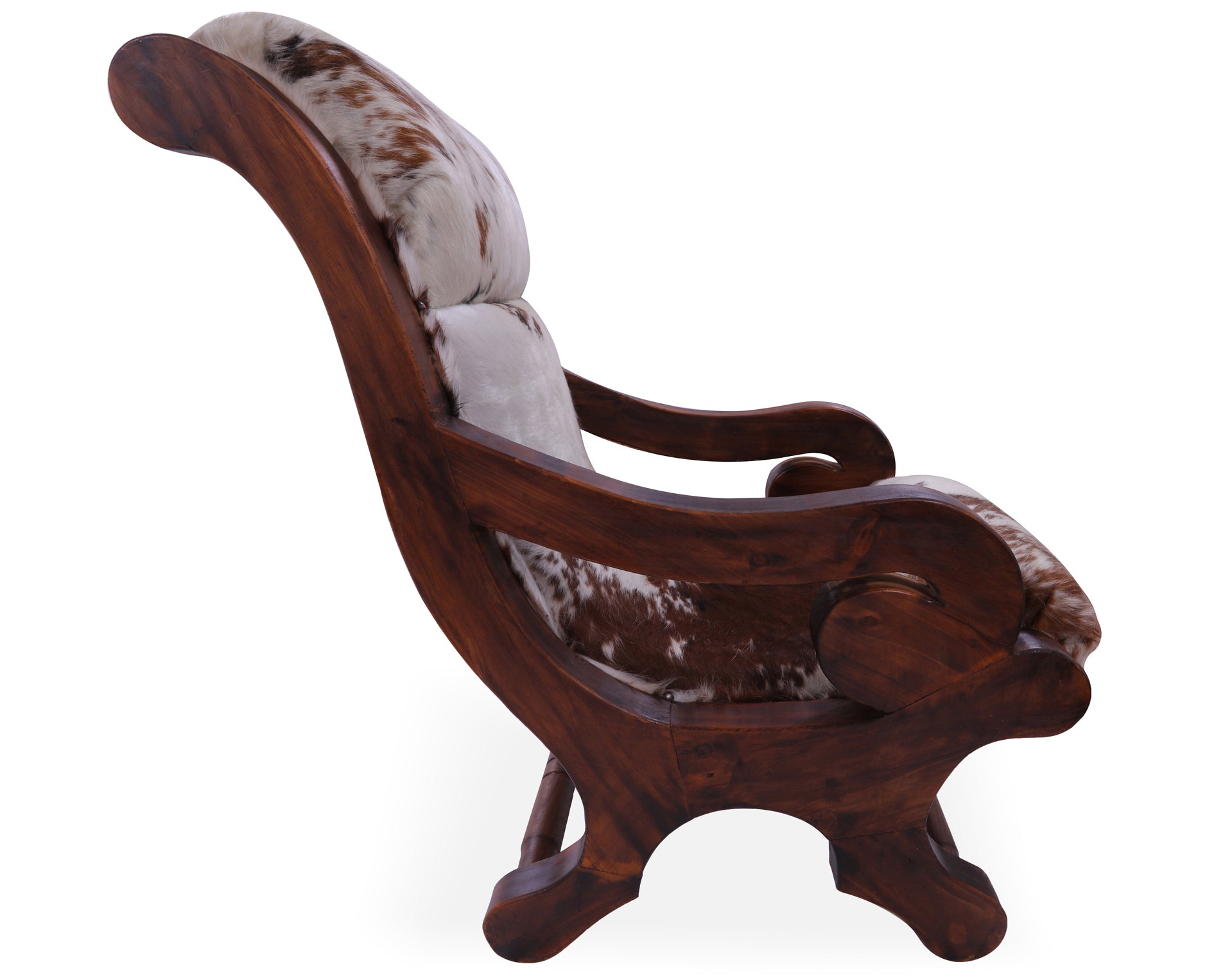 Hair-On Cowhide Handcrafted Reclaimed Wood Chair - Golden Nile
