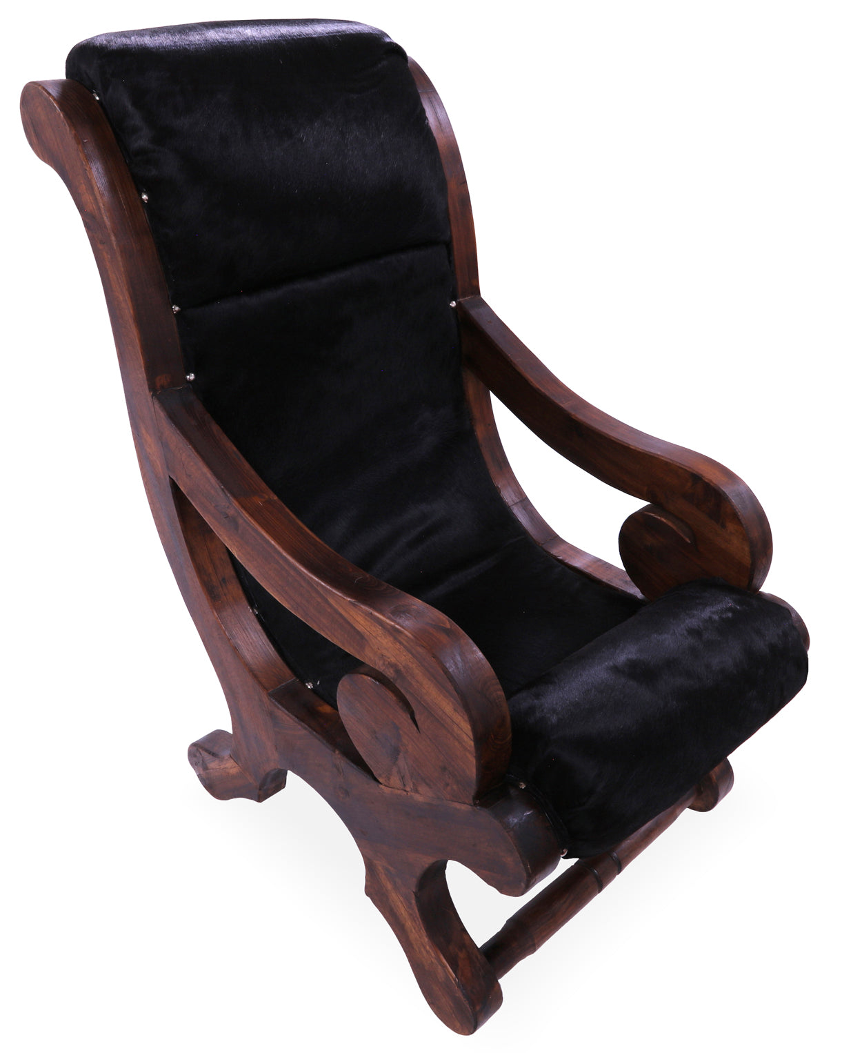 Hair-On Cowhide Handcrafted Reclaimed Wood Chair - Golden Nile