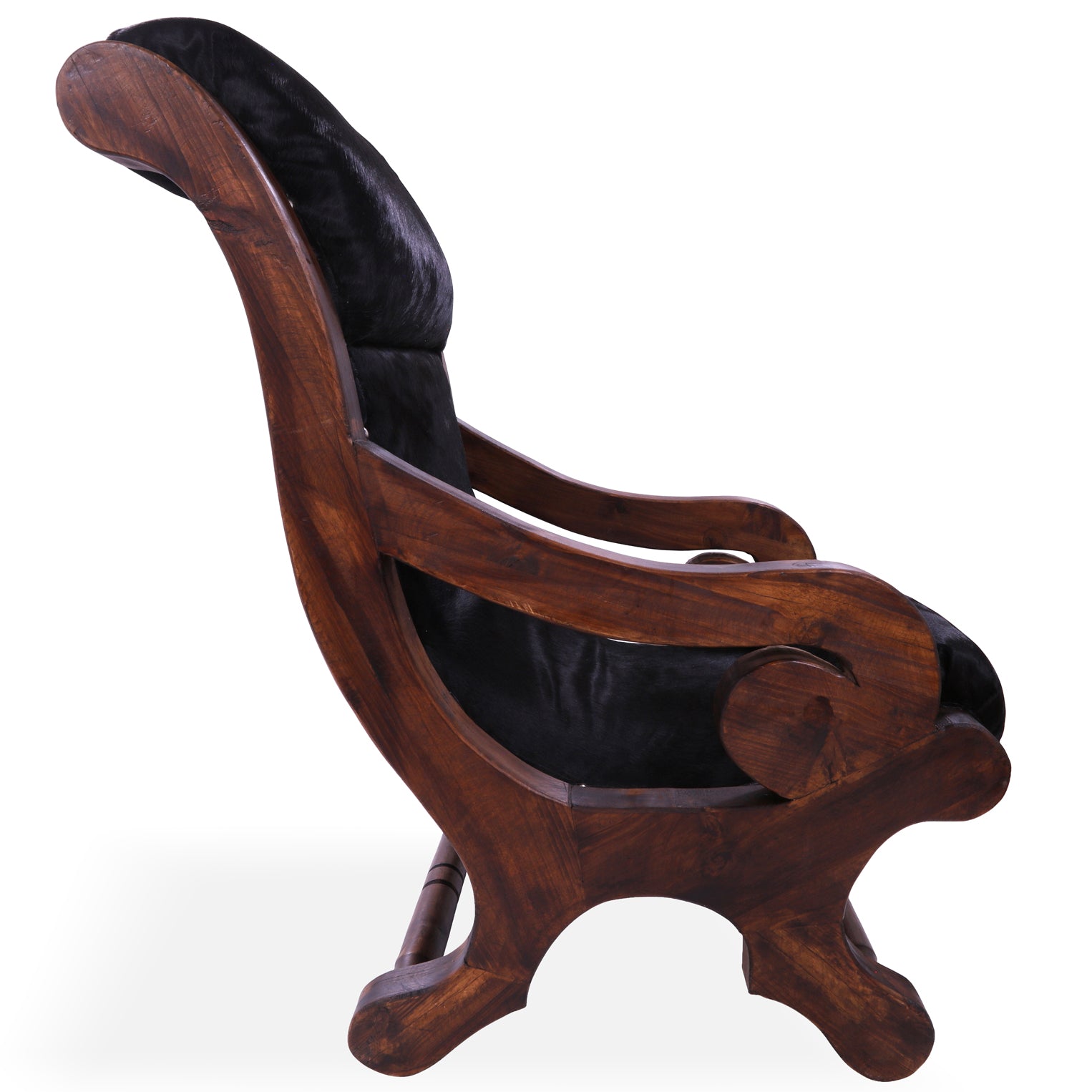 Hair-On Cowhide Handcrafted Reclaimed Wood Chair - Golden Nile