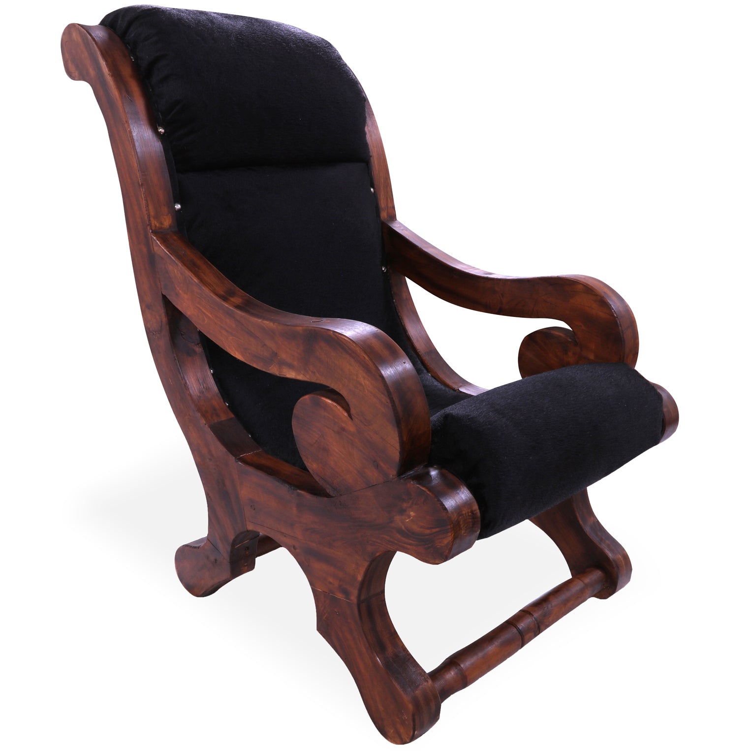 Hair-On Cowhide Handcrafted Reclaimed Wood Chair - Golden Nile