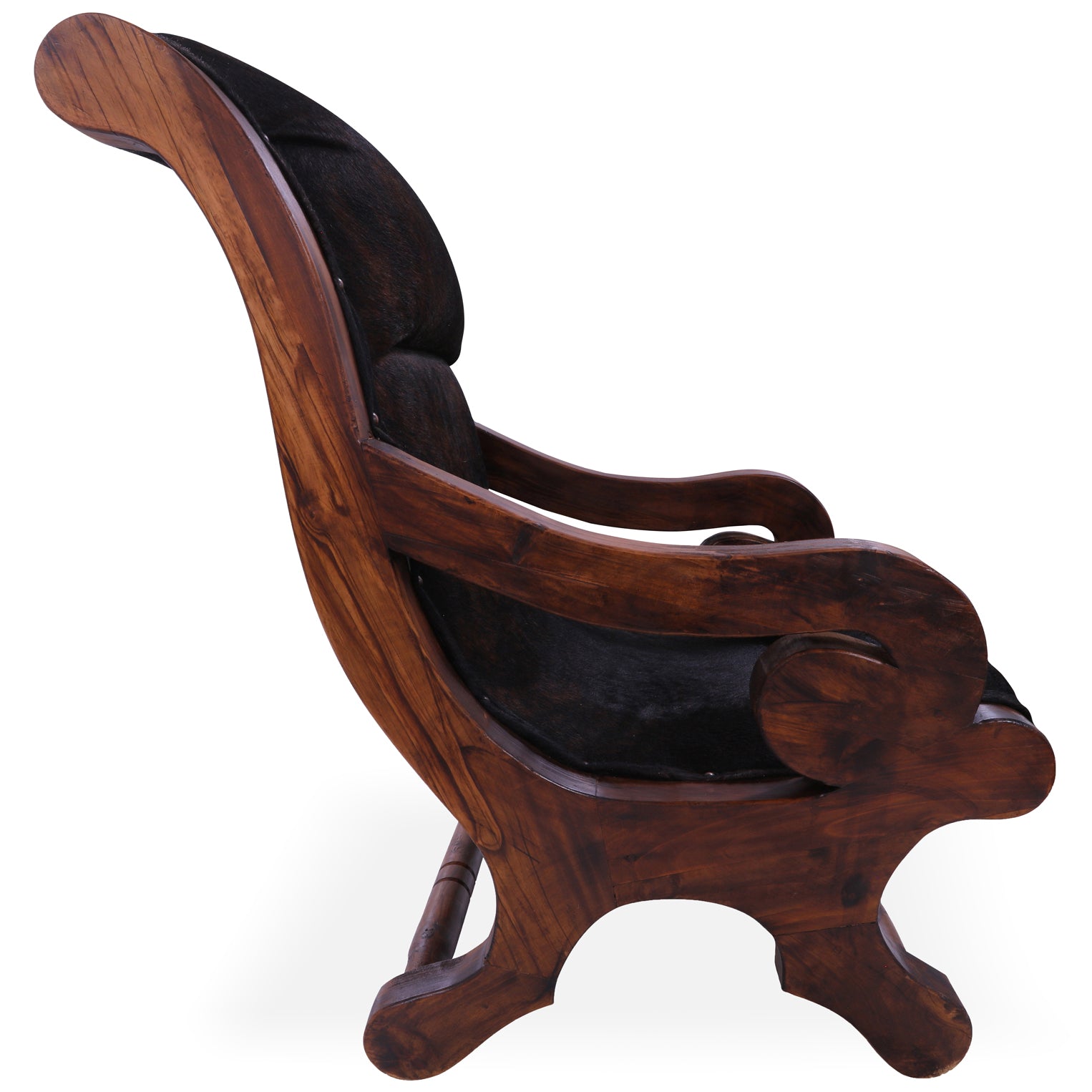 Hair-On Cowhide Handcrafted Reclaimed Wood Chair - Golden Nile