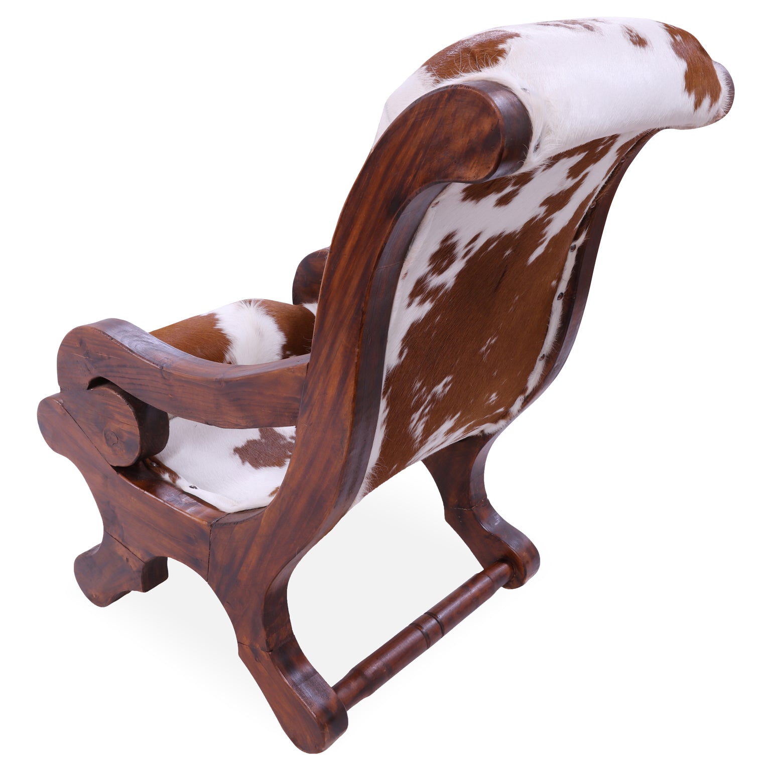 Hair-On Cowhide Handcrafted Reclaimed Wood Chair - Golden Nile