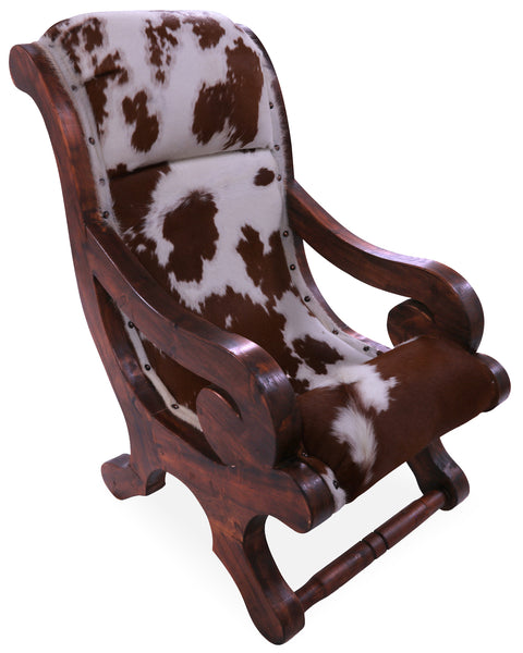 Hair-On Cowhide Handcrafted Reclaimed Wood Chair - Golden Nile