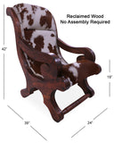 Hair-On Cowhide Handcrafted Reclaimed Wood Chair - Golden Nile