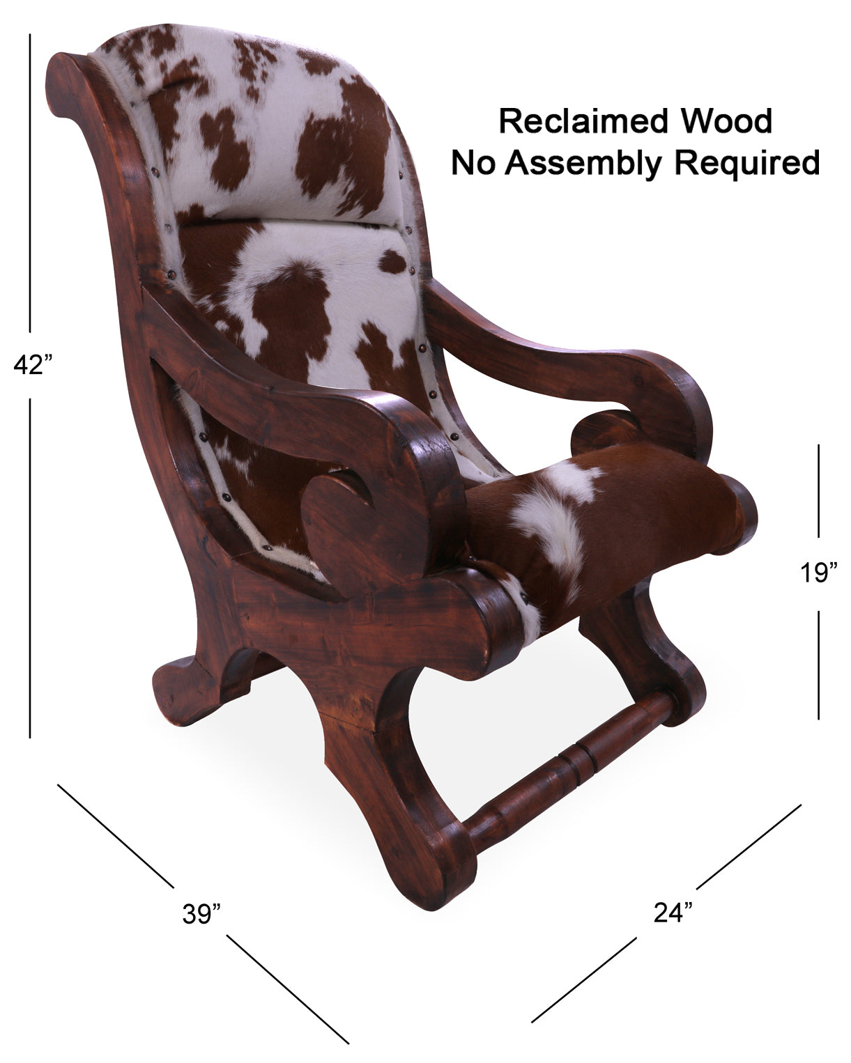 Hair-On Cowhide Handcrafted Reclaimed Wood Chair - Golden Nile