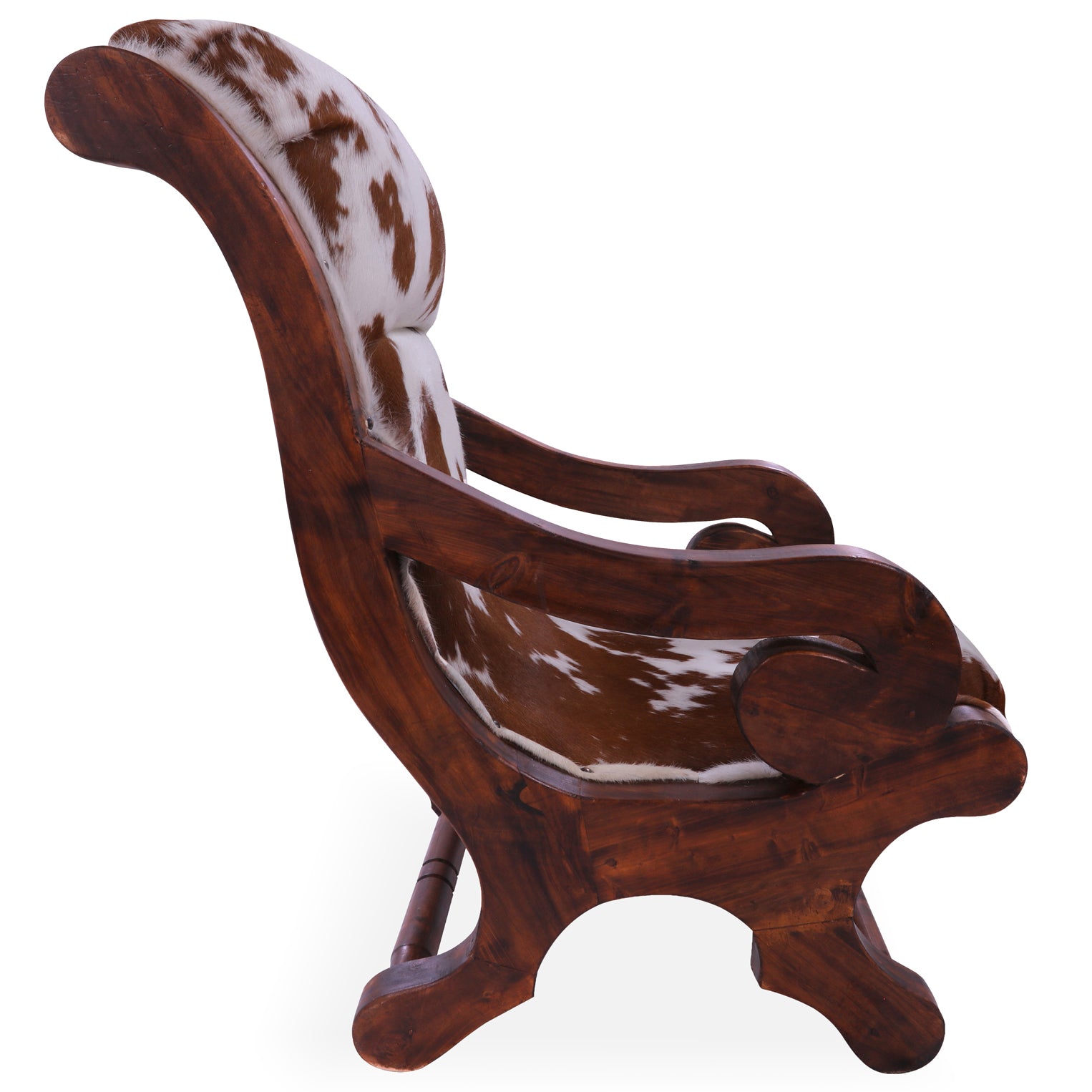 Hair-On Cowhide Handcrafted Reclaimed Wood Chair - Golden Nile