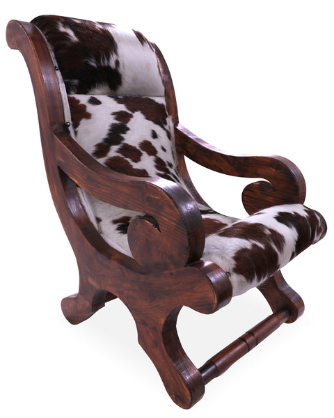 Hair-On Cowhide Handcrafted Reclaimed Wood Chair - Golden Nile
