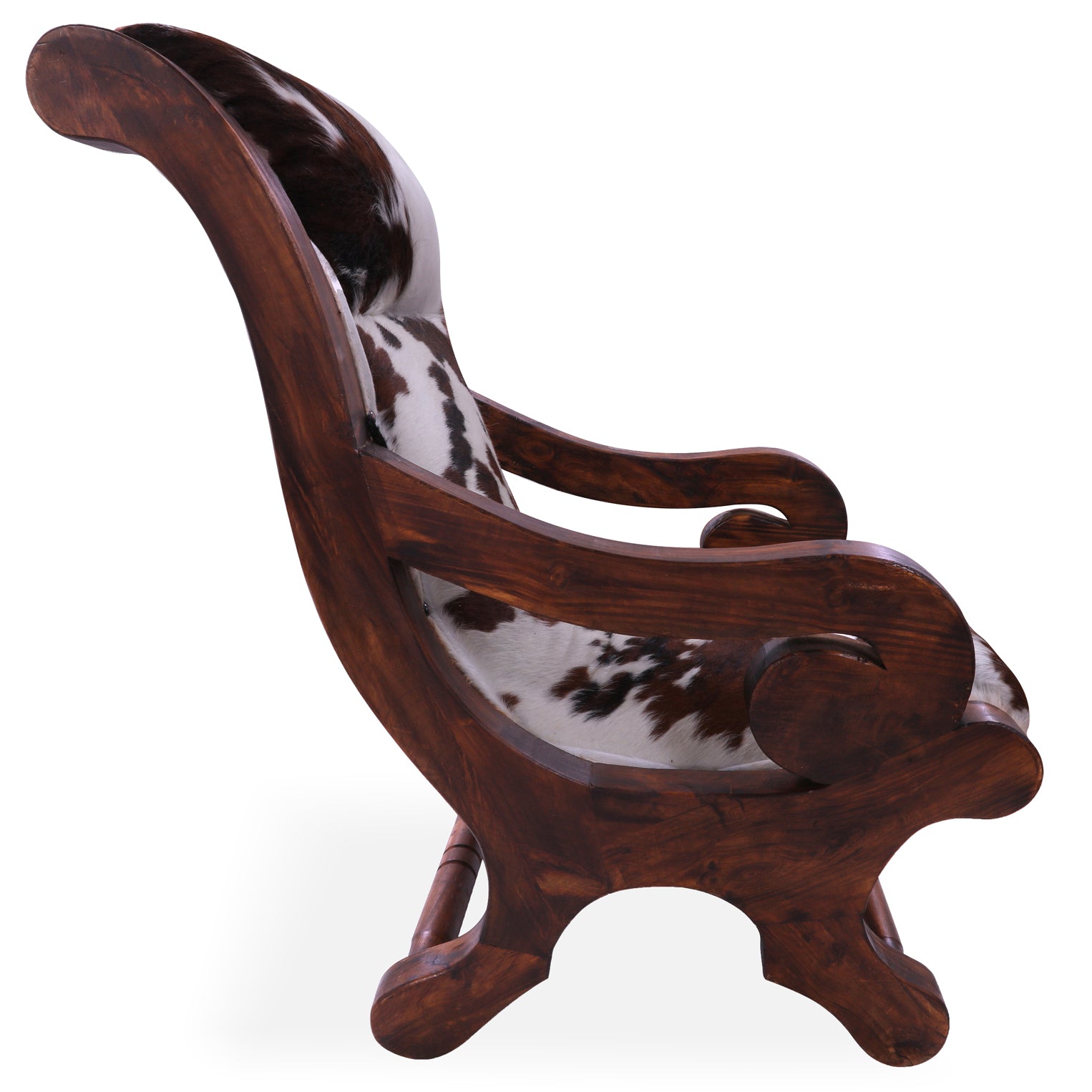 Hair-On Cowhide Handcrafted Reclaimed Wood Chair - Golden Nile