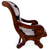 Hair-On Cowhide Handcrafted Reclaimed Wood Chair - Golden Nile