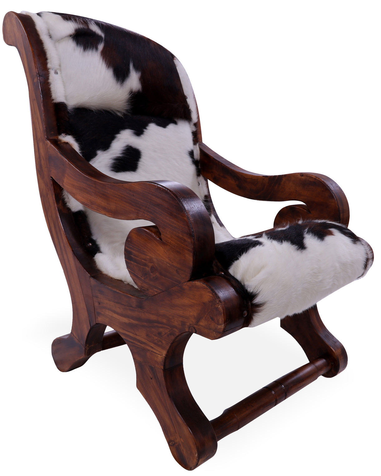 Hair-On Cowhide Handcrafted Reclaimed Wood Chair - Golden Nile