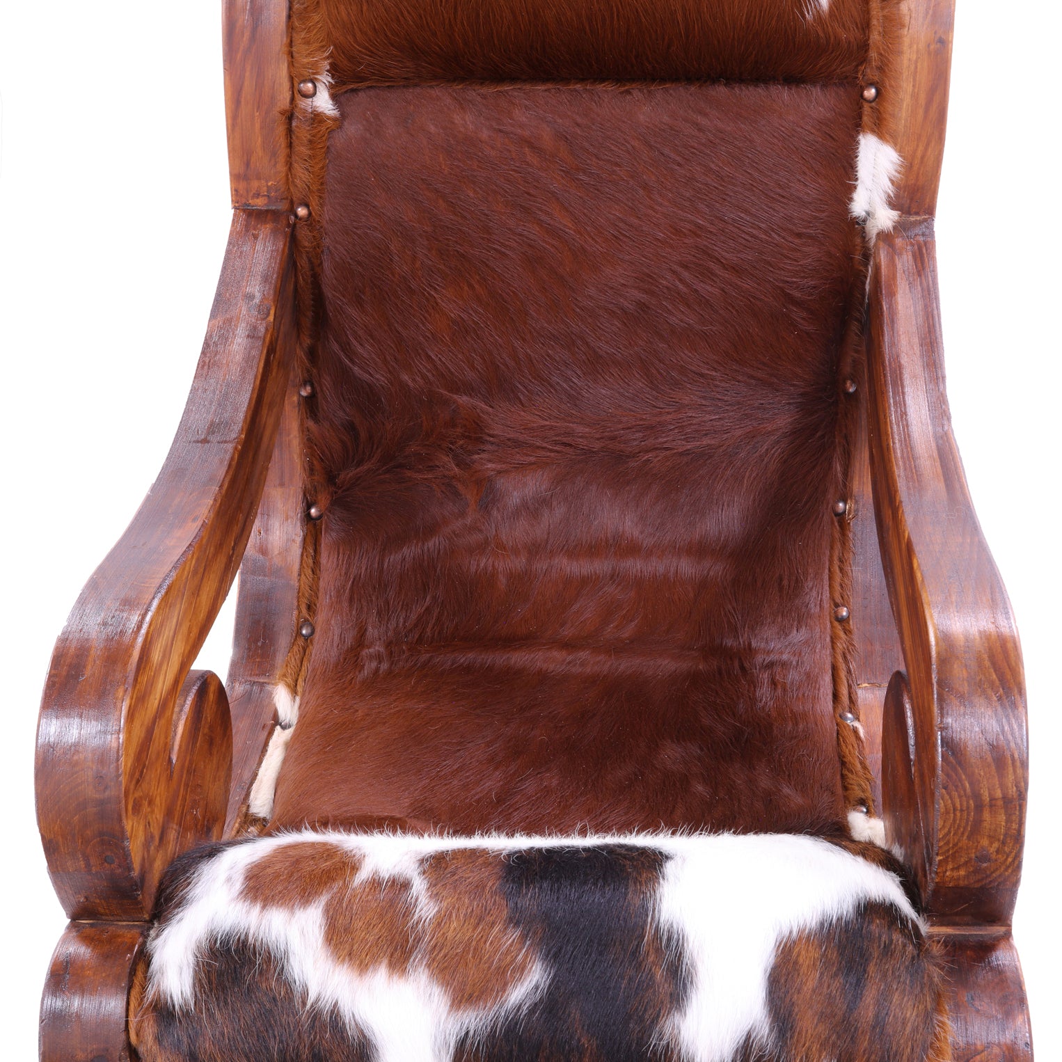 Hair-On Cowhide Handcrafted Reclaimed Wood Chair - Golden Nile
