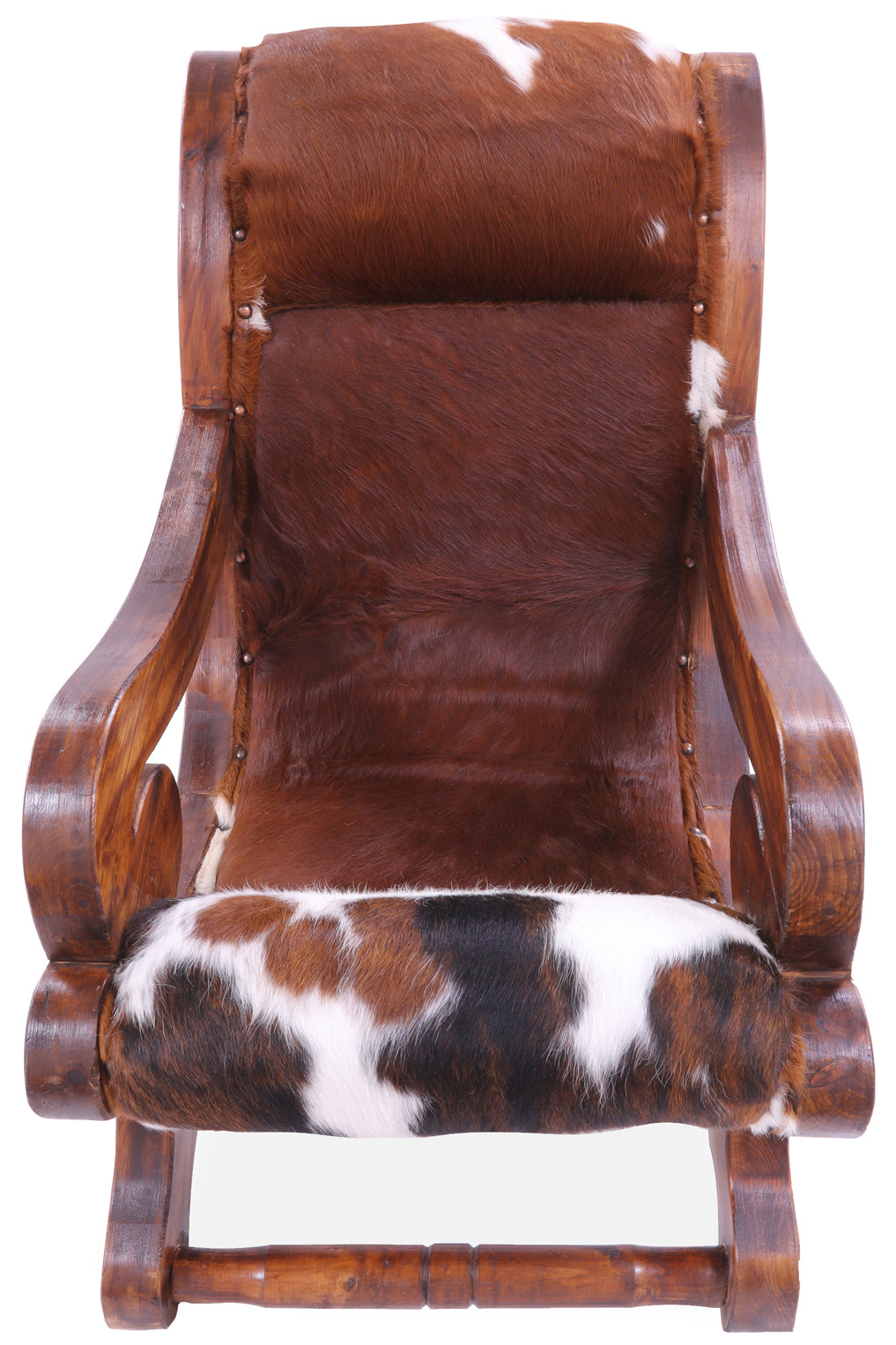 Hair-On Cowhide Handcrafted Reclaimed Wood Chair - Golden Nile