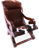 Hair-On Cowhide Handcrafted Reclaimed Wood Chair - Golden Nile