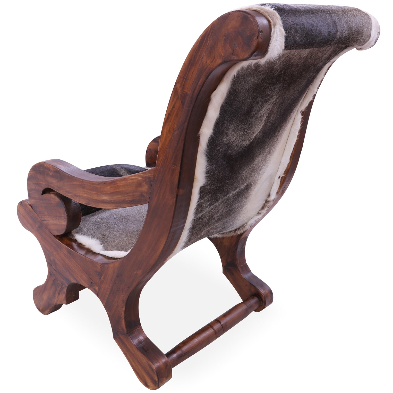 Hair-On Cowhide Handcrafted Reclaimed Wood Chair - Golden Nile