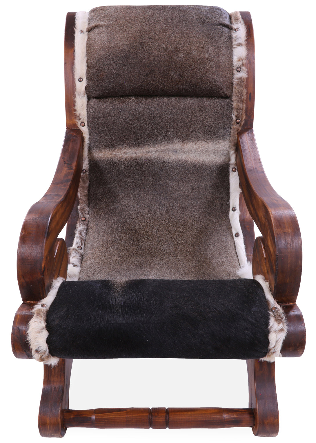 Hair-On Cowhide Handcrafted Reclaimed Wood Chair - Golden Nile
