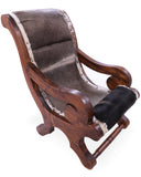 Hair-On Cowhide Handcrafted Reclaimed Wood Chair - Golden Nile