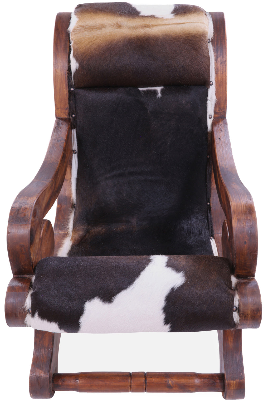 Hair-On Cowhide Handcrafted Reclaimed Wood Chair - Golden Nile
