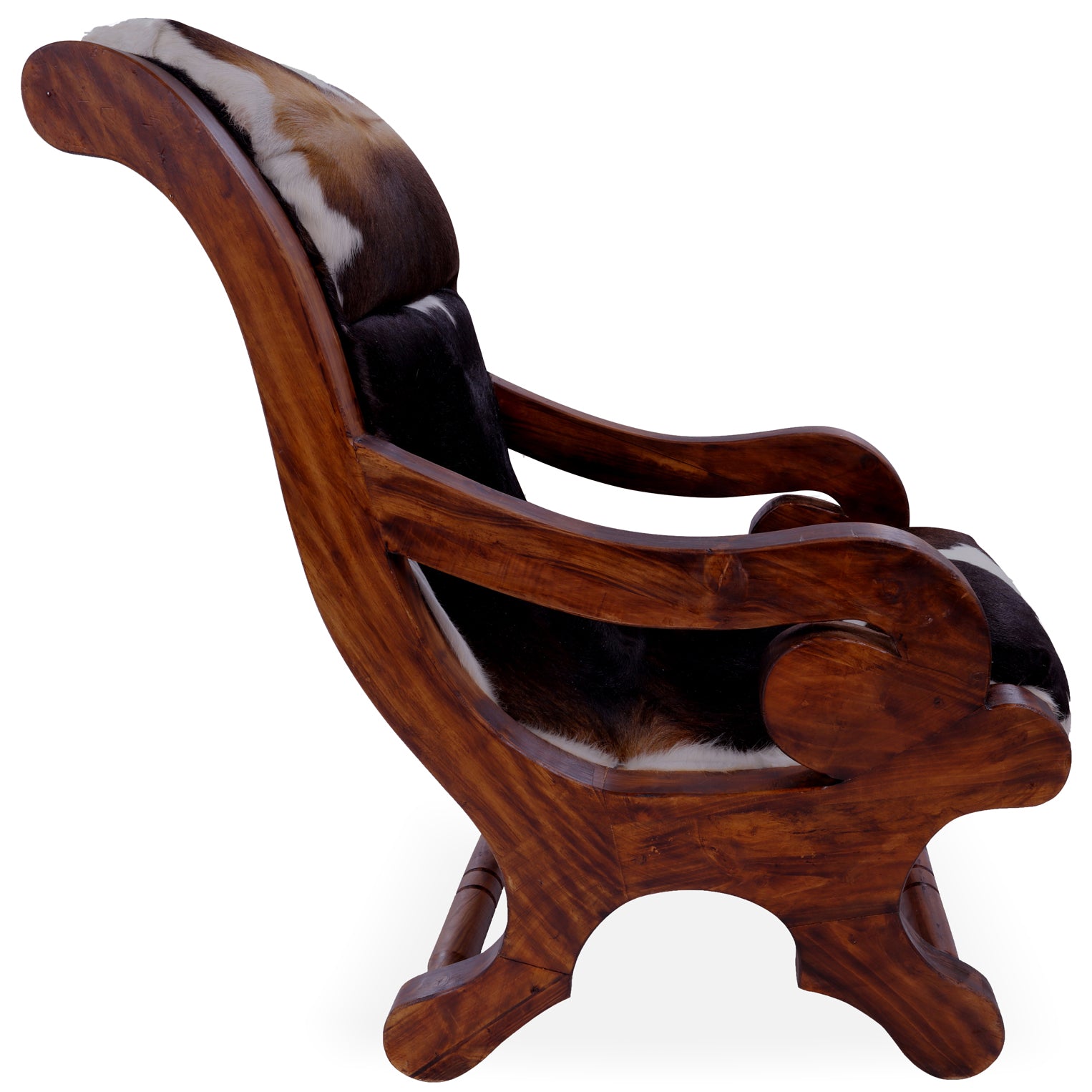 Hair-On Cowhide Handcrafted Reclaimed Wood Chair - Golden Nile