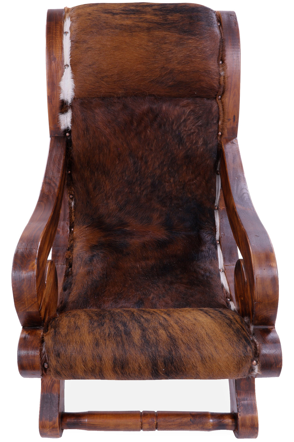 Hair-On Cowhide Handcrafted Reclaimed Wood Chair - Golden Nile