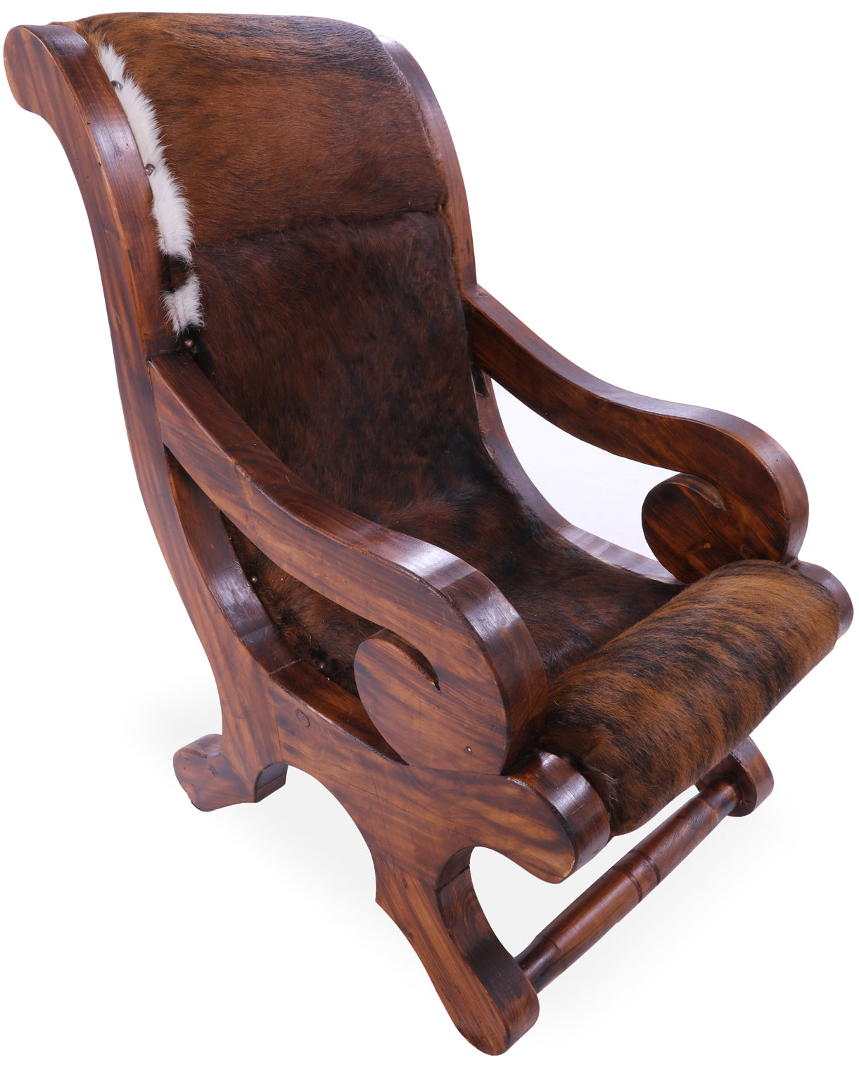 Hair-On Cowhide Handcrafted Reclaimed Wood Chair - Golden Nile