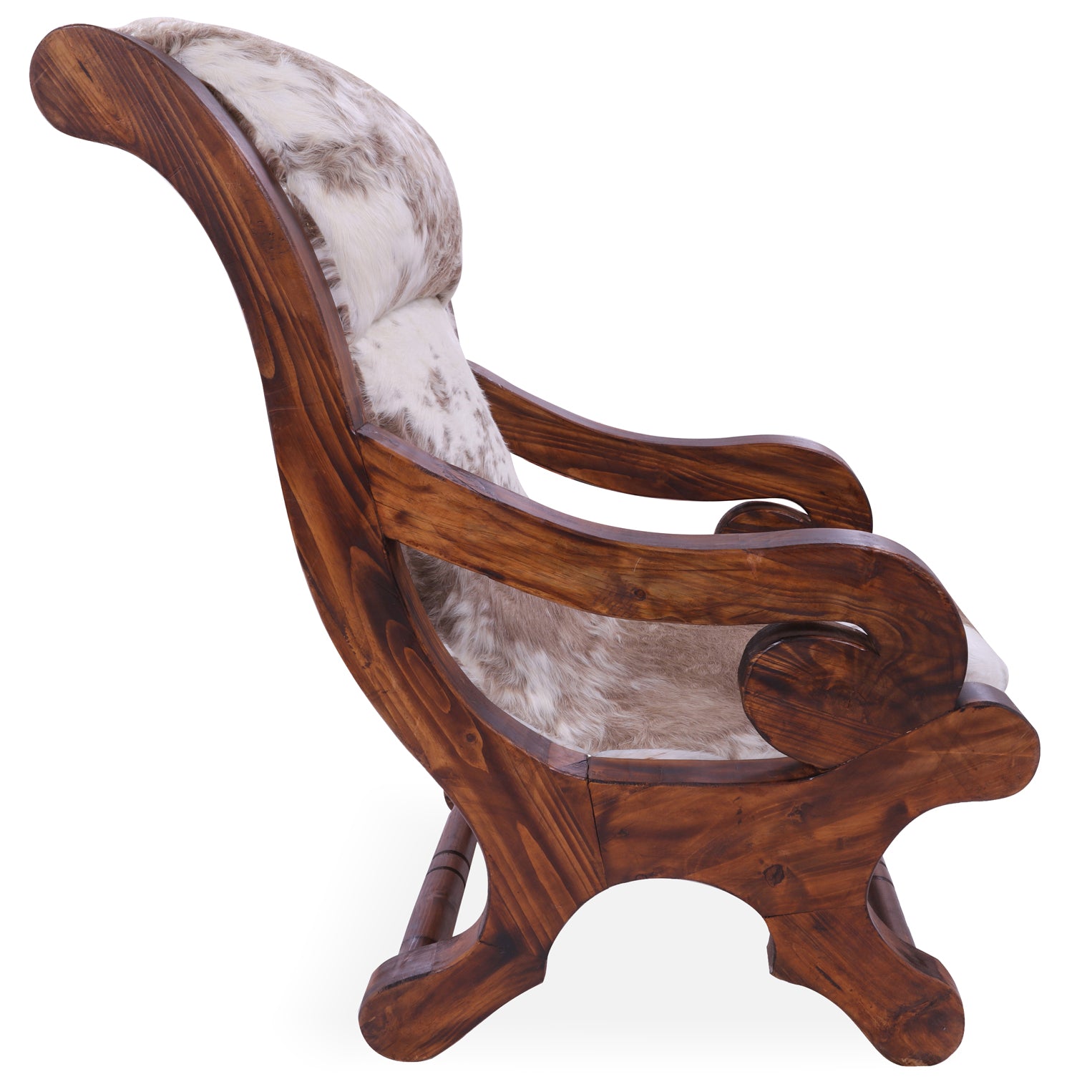 Hair-On Cowhide Handcrafted Reclaimed Wood Chair - Golden Nile