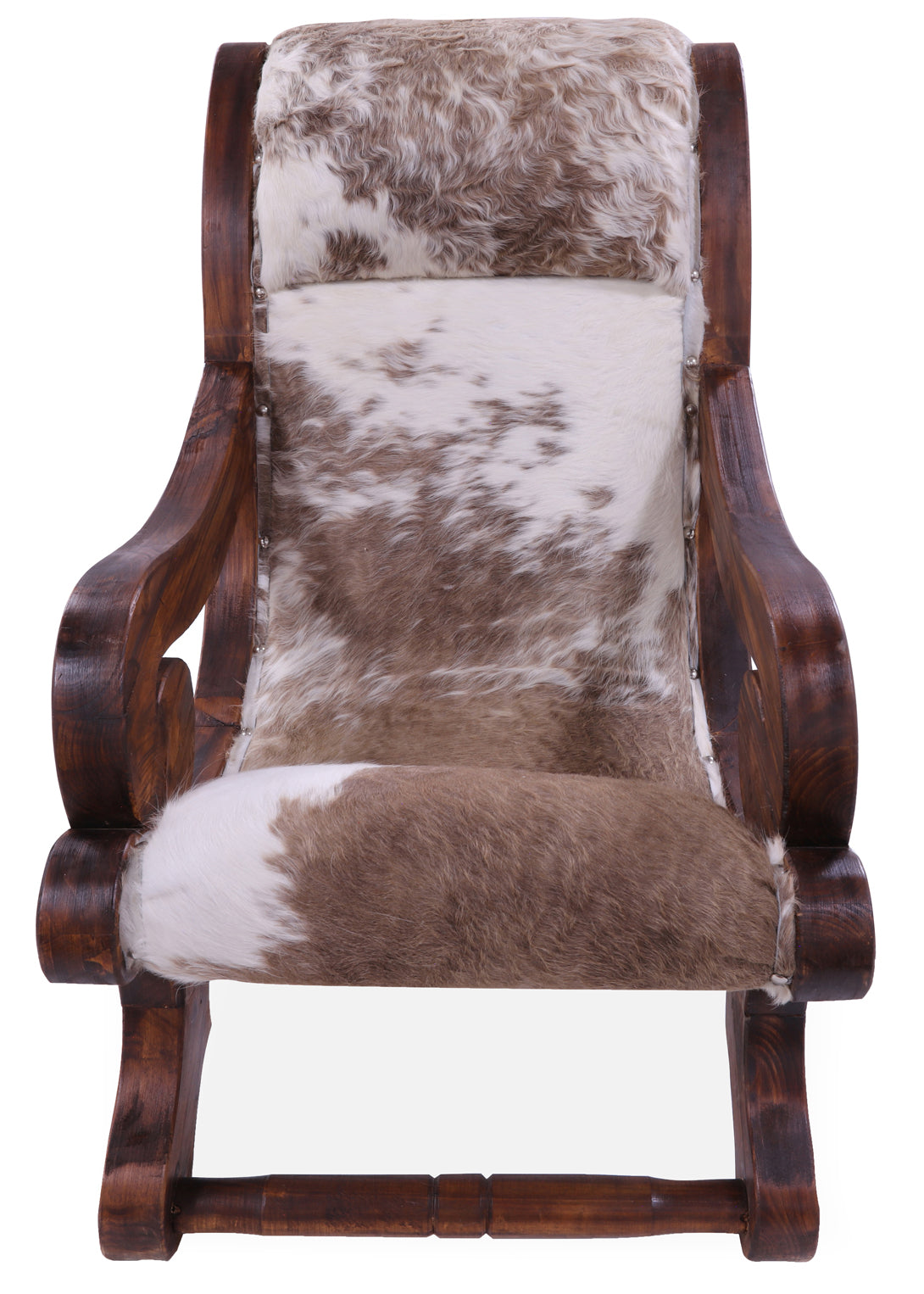 Hair-On Cowhide Handcrafted Reclaimed Wood Chair - Golden Nile