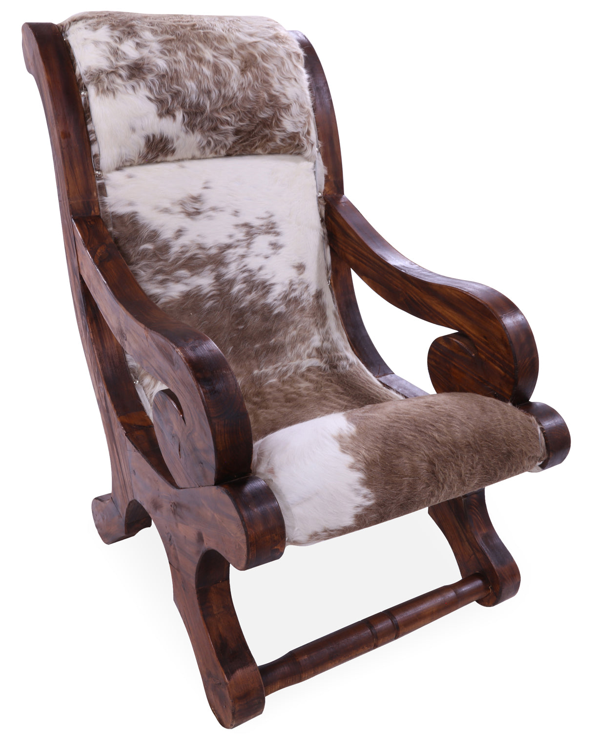 Hair-On Cowhide Handcrafted Reclaimed Wood Chair - Golden Nile
