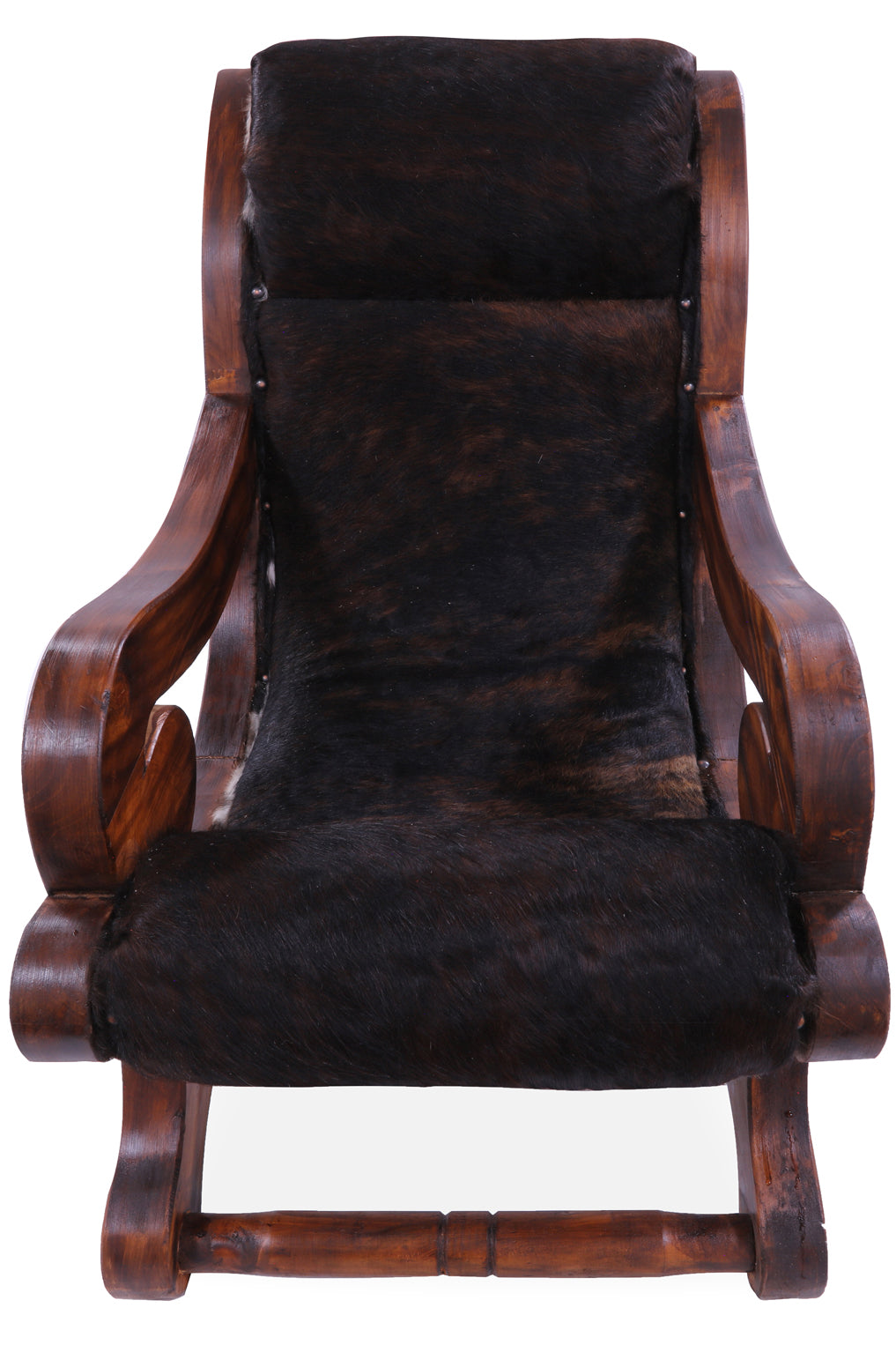 Hair-On Cowhide Handcrafted Reclaimed Wood Chair - Golden Nile