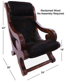 Hair-On Cowhide Handcrafted Reclaimed Wood Chair - Golden Nile