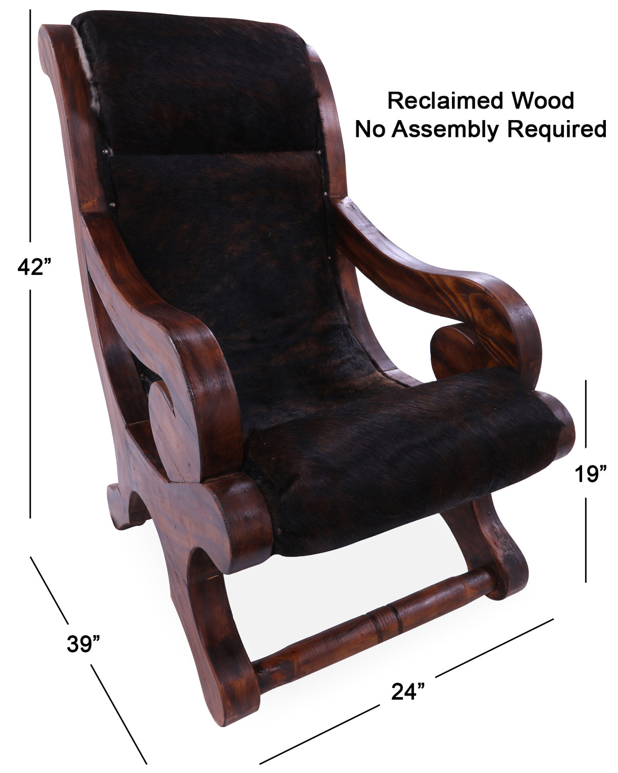 Hair-On Cowhide Handcrafted Reclaimed Wood Chair - Golden Nile