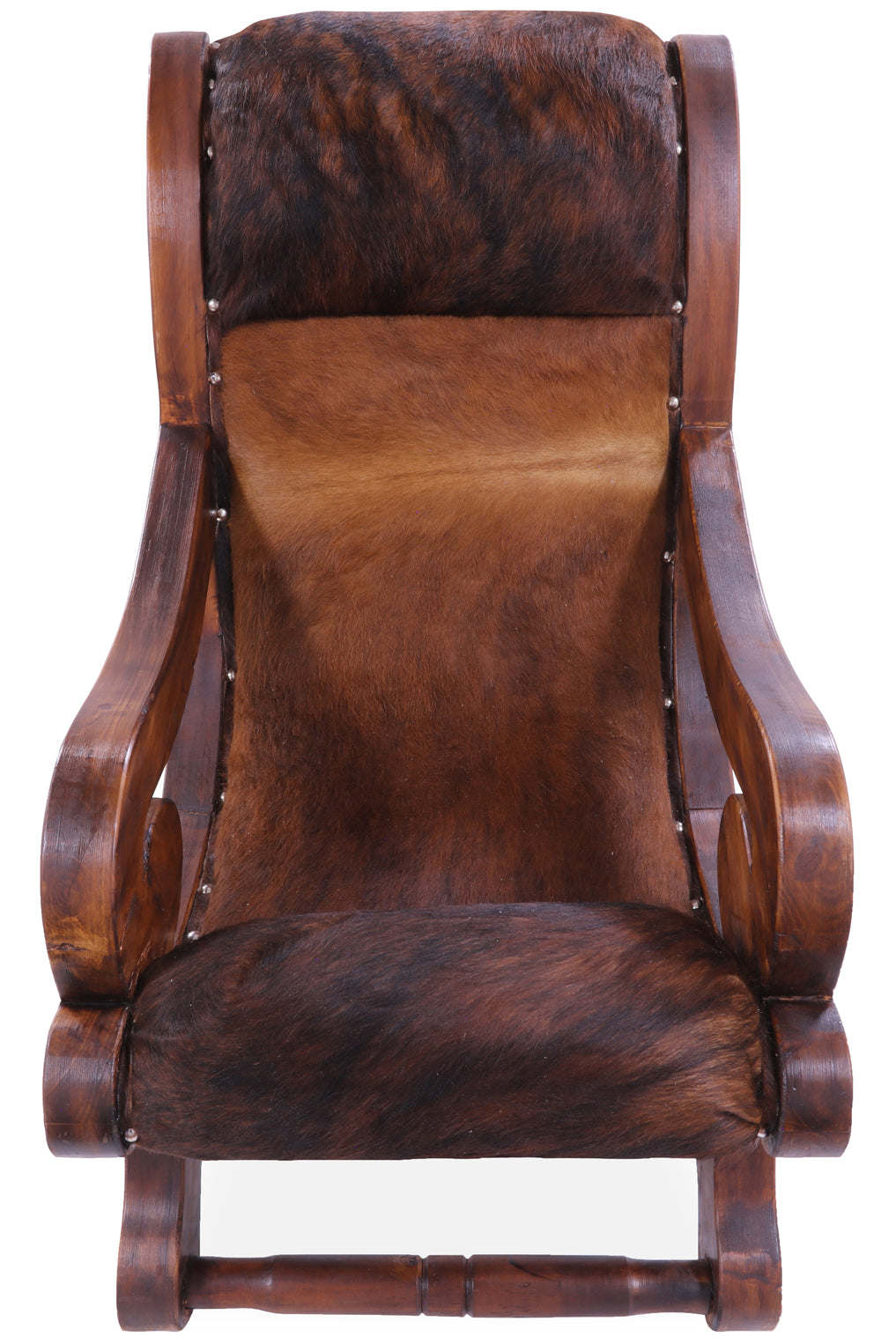Hair-On Cowhide Handcrafted Reclaimed Wood Chair - Golden Nile