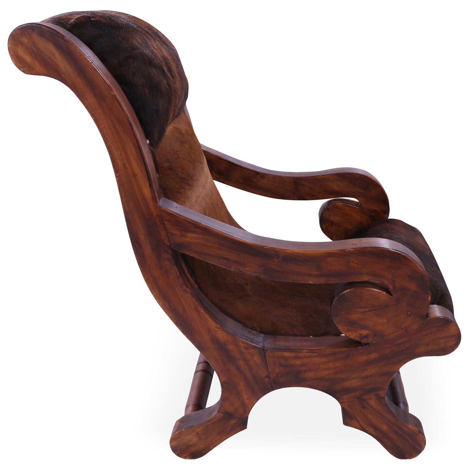 Hair-On Cowhide Handcrafted Reclaimed Wood Chair - Golden Nile