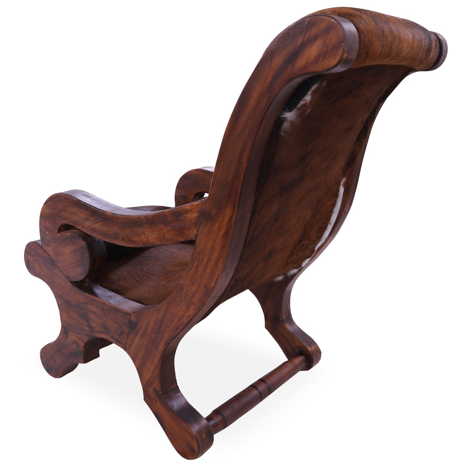 Hair-On Cowhide Handcrafted Reclaimed Wood Chair - Golden Nile