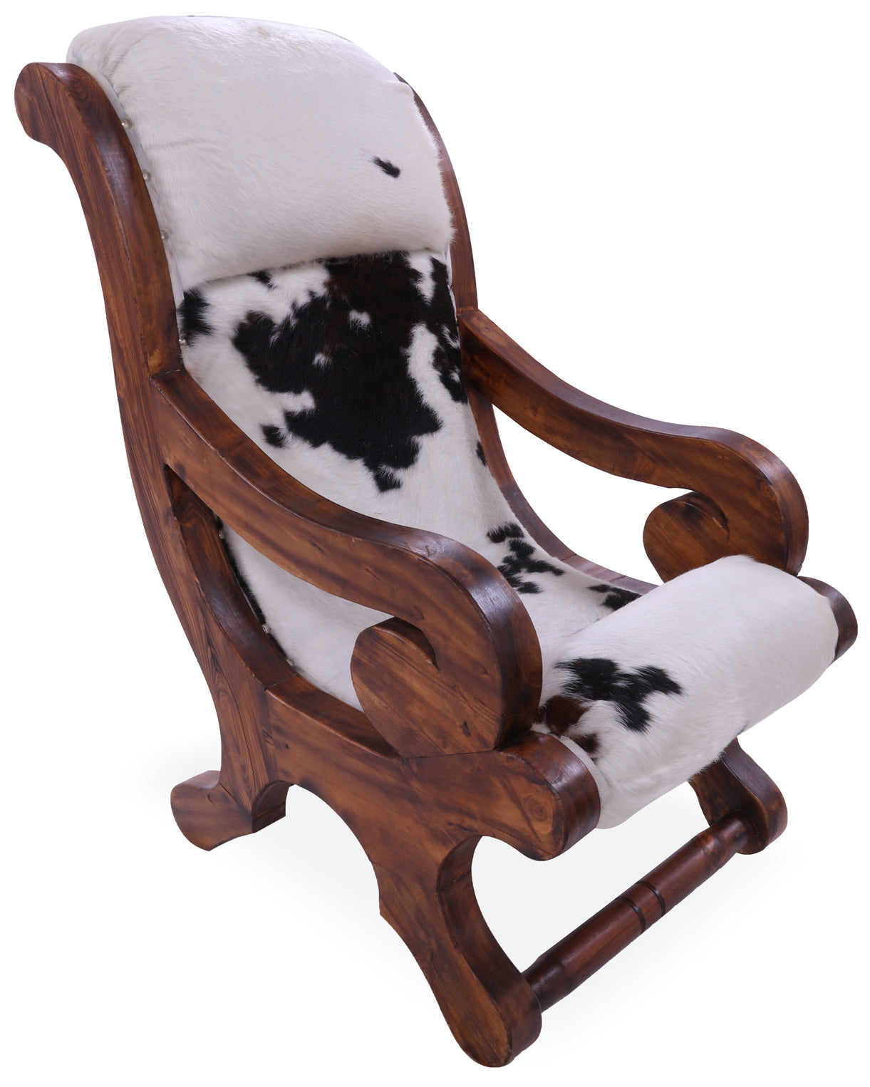 Hair-On Cowhide Handcrafted Reclaimed Wood Chair - Golden Nile