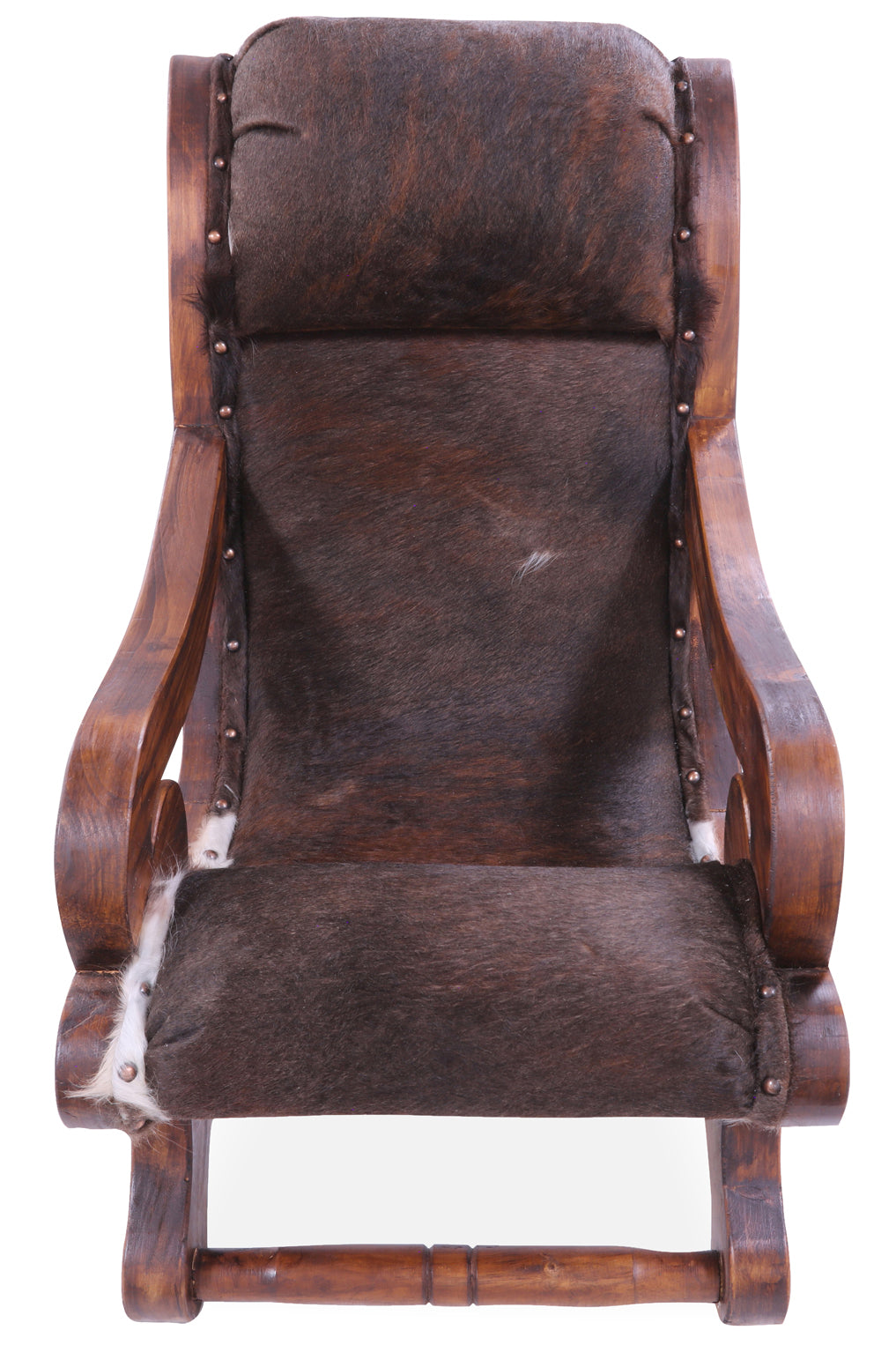 Hair-On Cowhide Handcrafted Reclaimed Wood Chair - Golden Nile