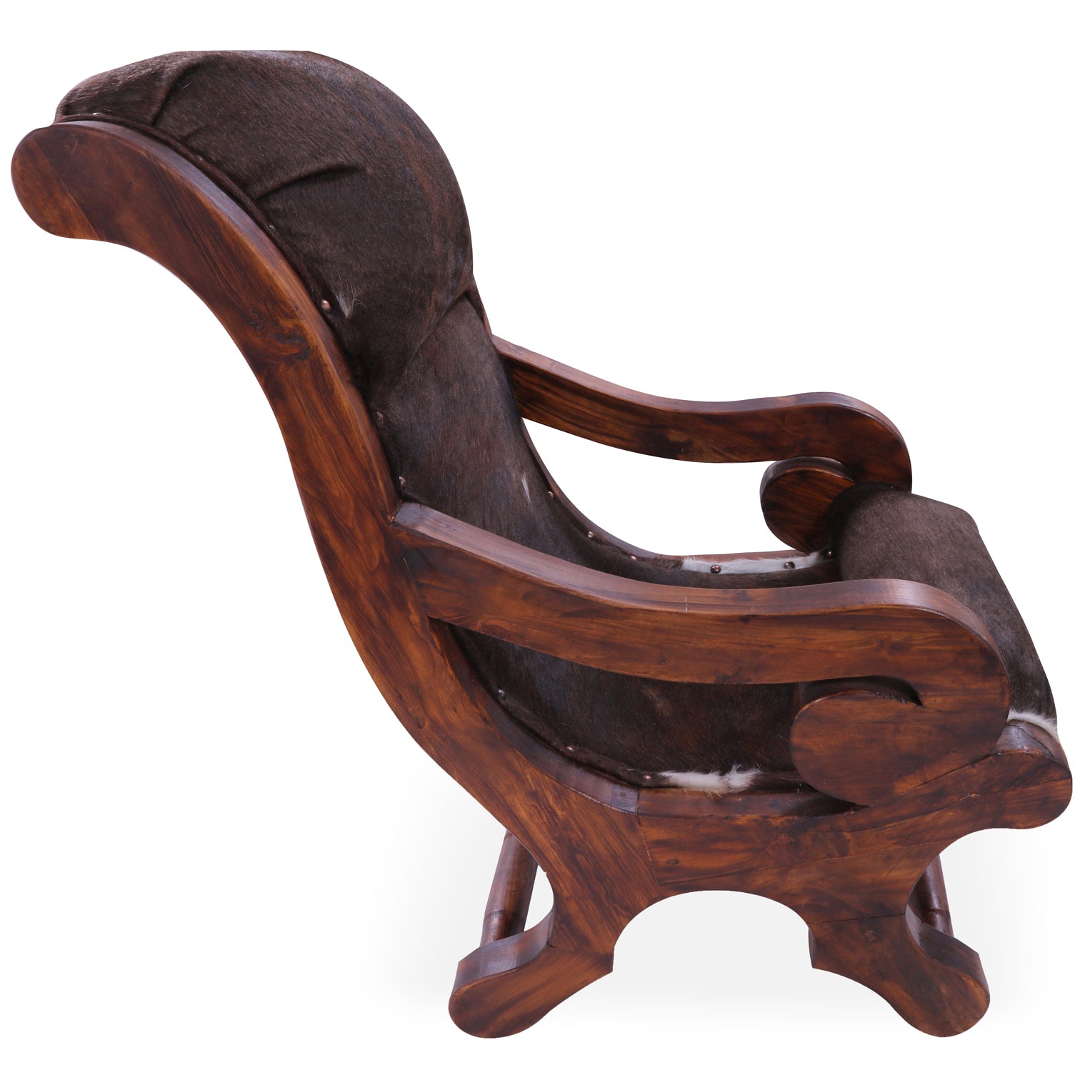 Hair-On Cowhide Handcrafted Reclaimed Wood Chair - Golden Nile