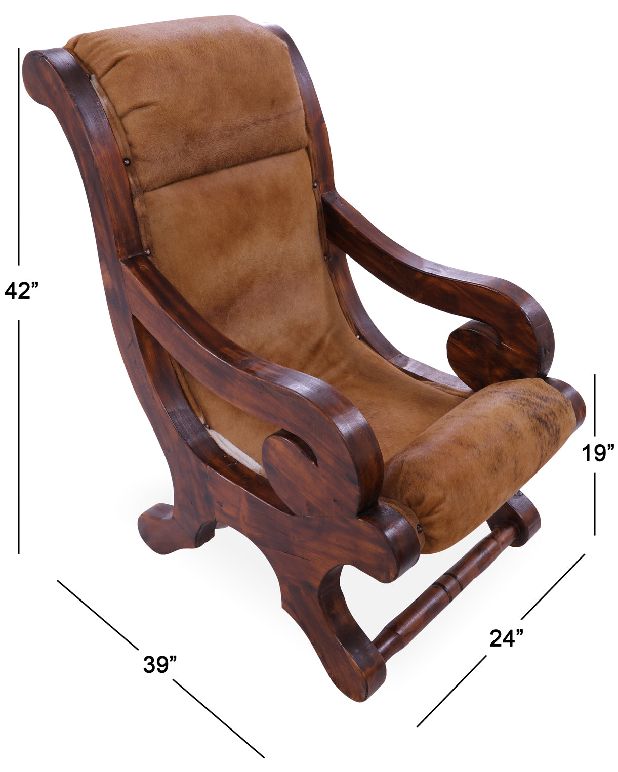 Hair-On Cowhide Handcrafted Reclaimed Wood Chair - Golden Nile