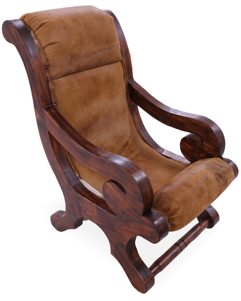 Hair-On Cowhide Handcrafted Reclaimed Wood Chair - Golden Nile