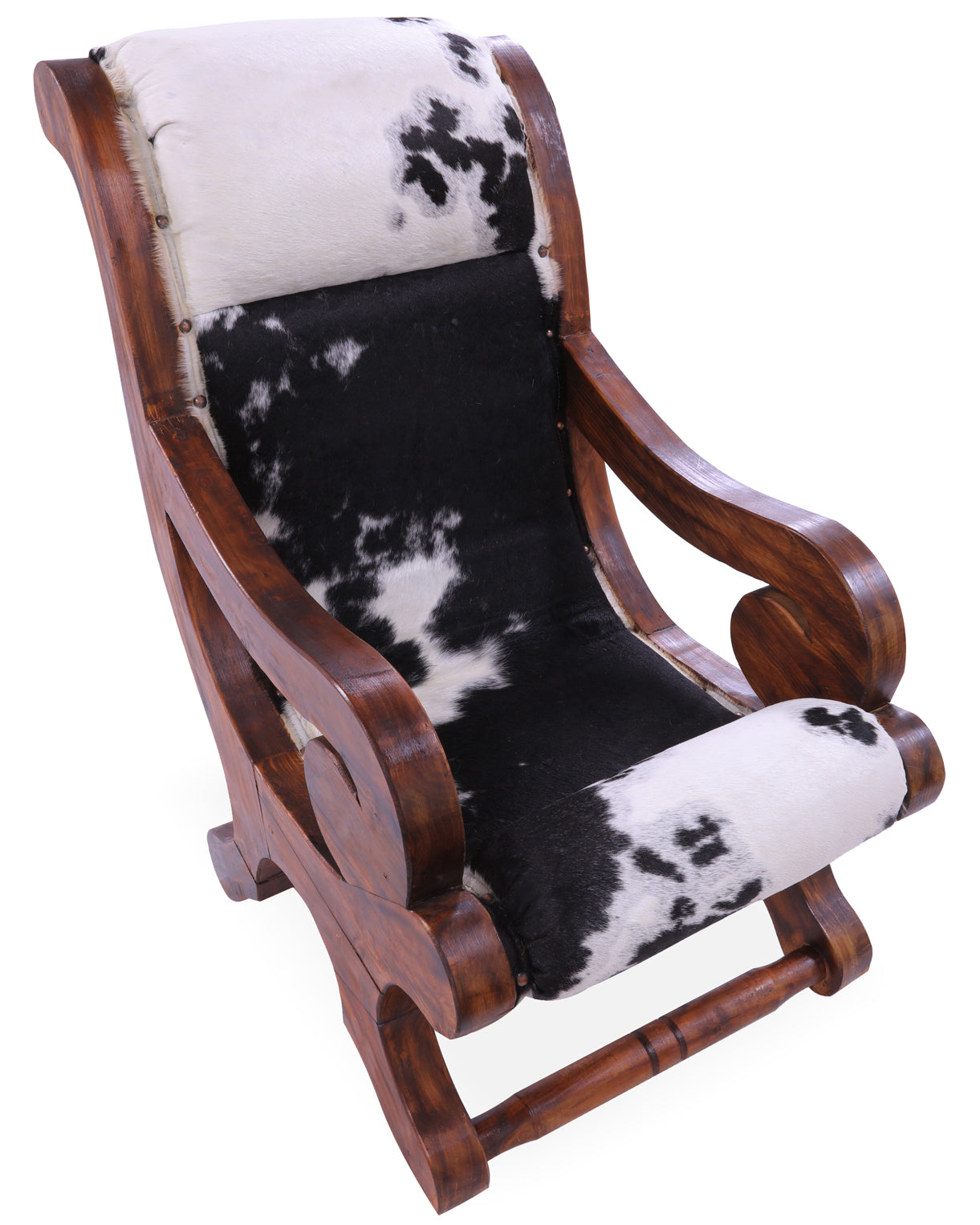 Hair-On Cowhide Handcrafted Reclaimed Wood Chair - Golden Nile