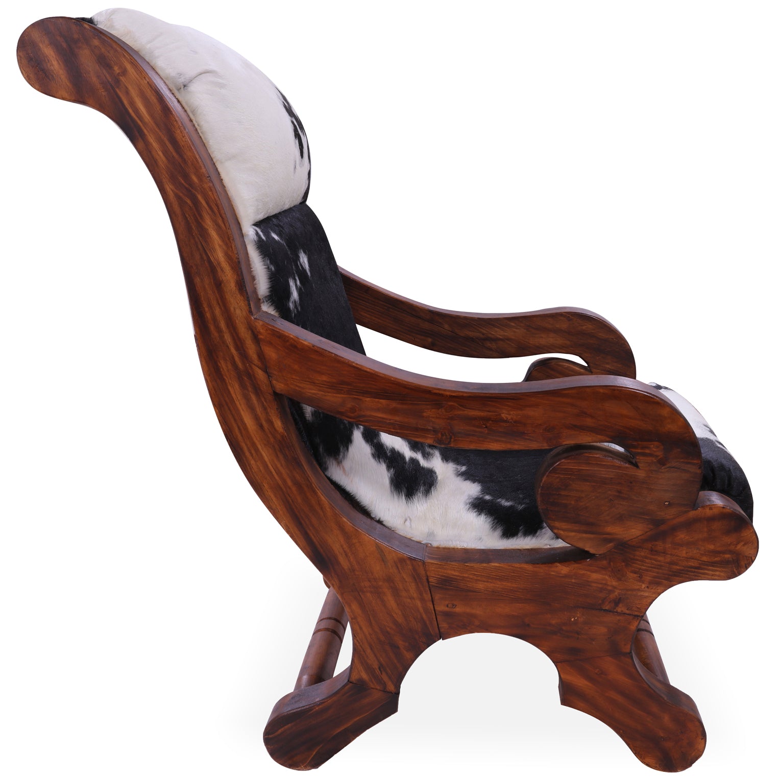 Hair-On Cowhide Handcrafted Reclaimed Wood Chair - Golden Nile