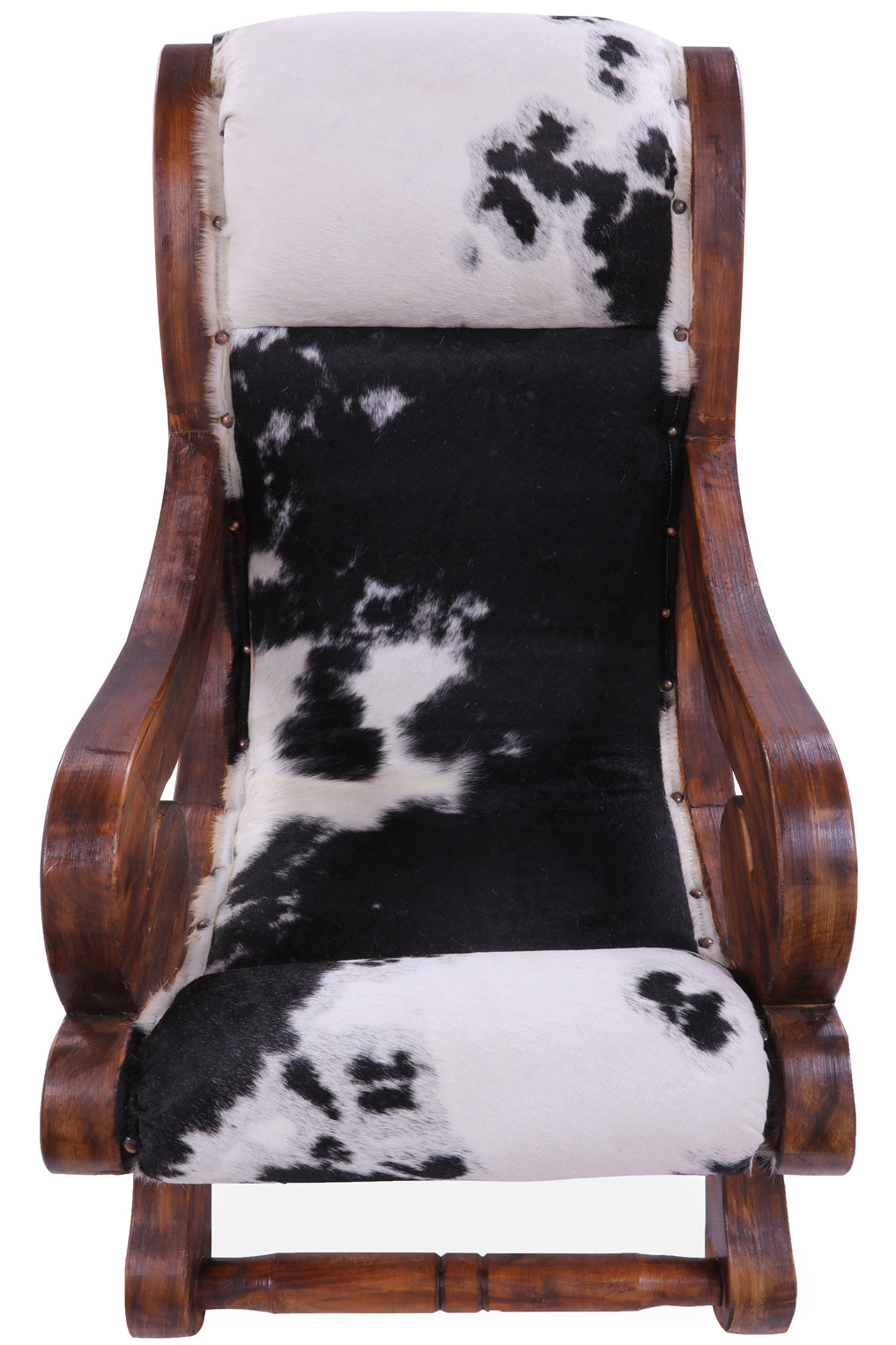 Hair-On Cowhide Handcrafted Reclaimed Wood Chair - Golden Nile