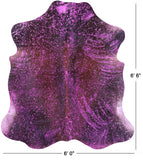 Pink Metallic Natural Hair-On Cowhide Rug - 6' 6" X 6' 0" - Golden Nile