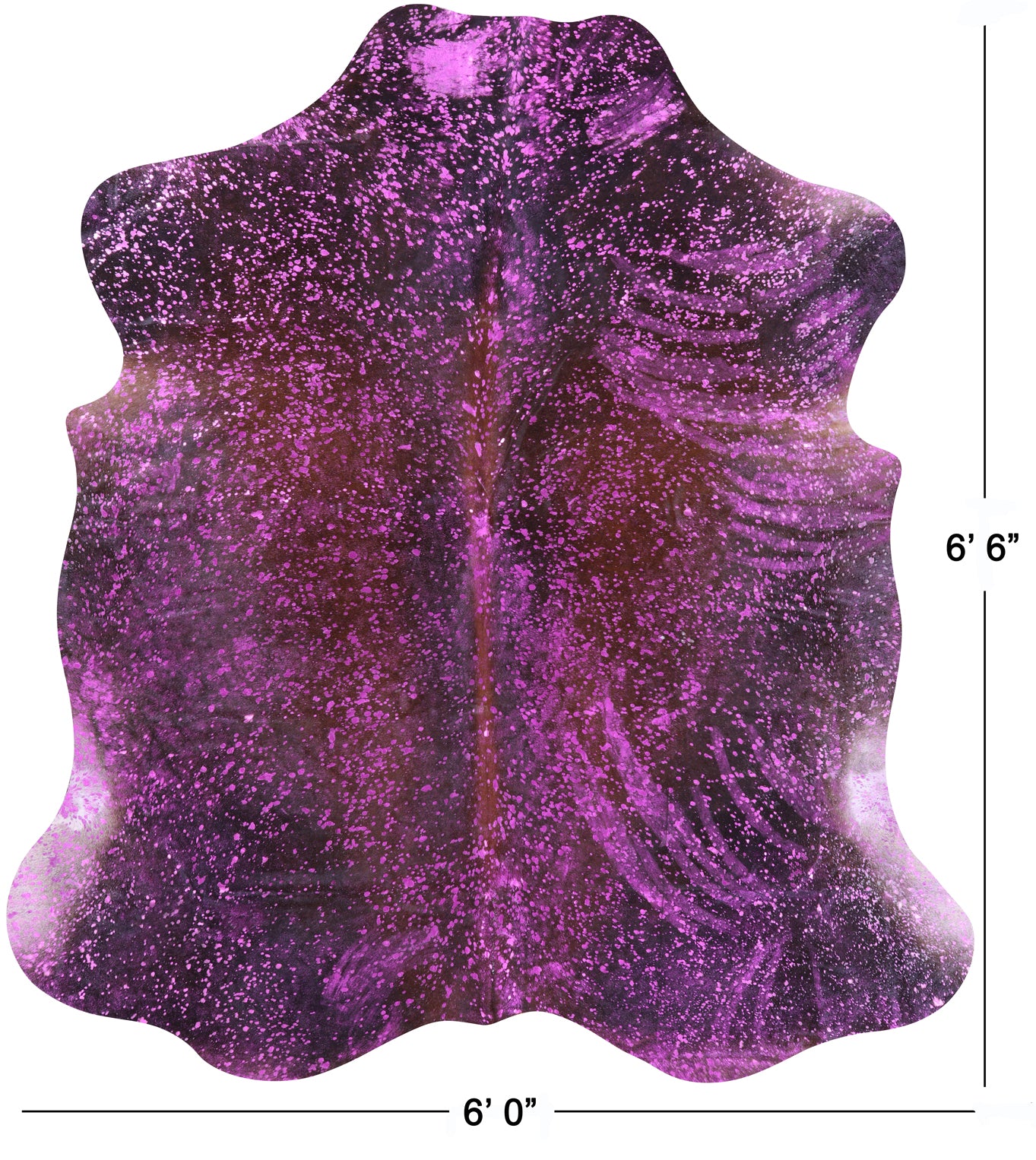 Pink Metallic Natural Hair-On Cowhide Rug - 6' 6" X 6' 0" - Golden Nile