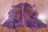Pink Metallic Natural Hair-On Cowhide Rug - 6' 6" X 6' 0" - Golden Nile
