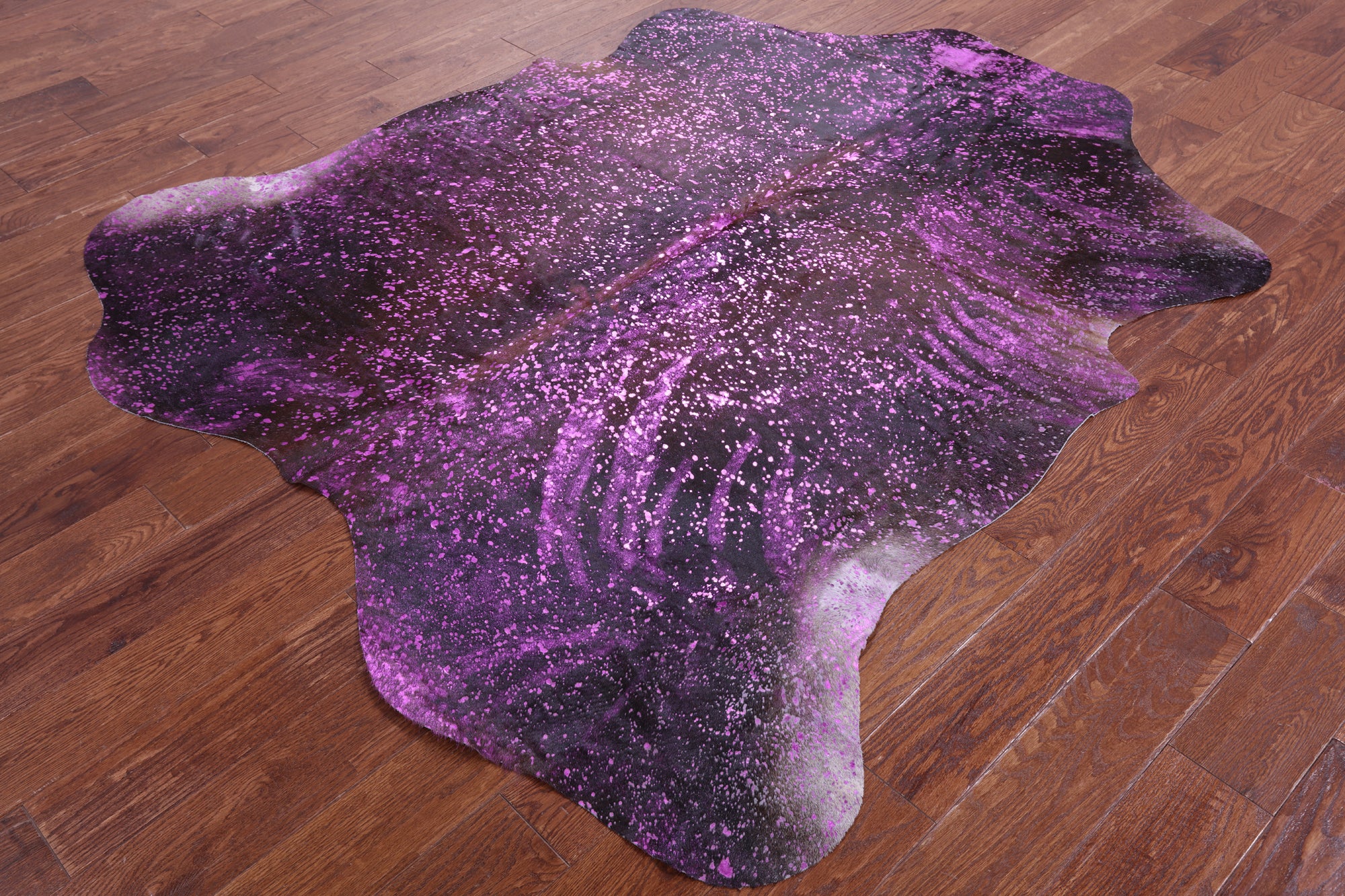 Pink Metallic Natural Hair-On Cowhide Rug - 6' 6" X 6' 0" - Golden Nile