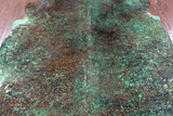 Green Metallic Natural Hair-On Cowhide Rug - 7' 0" X 6' 6" - Golden Nile