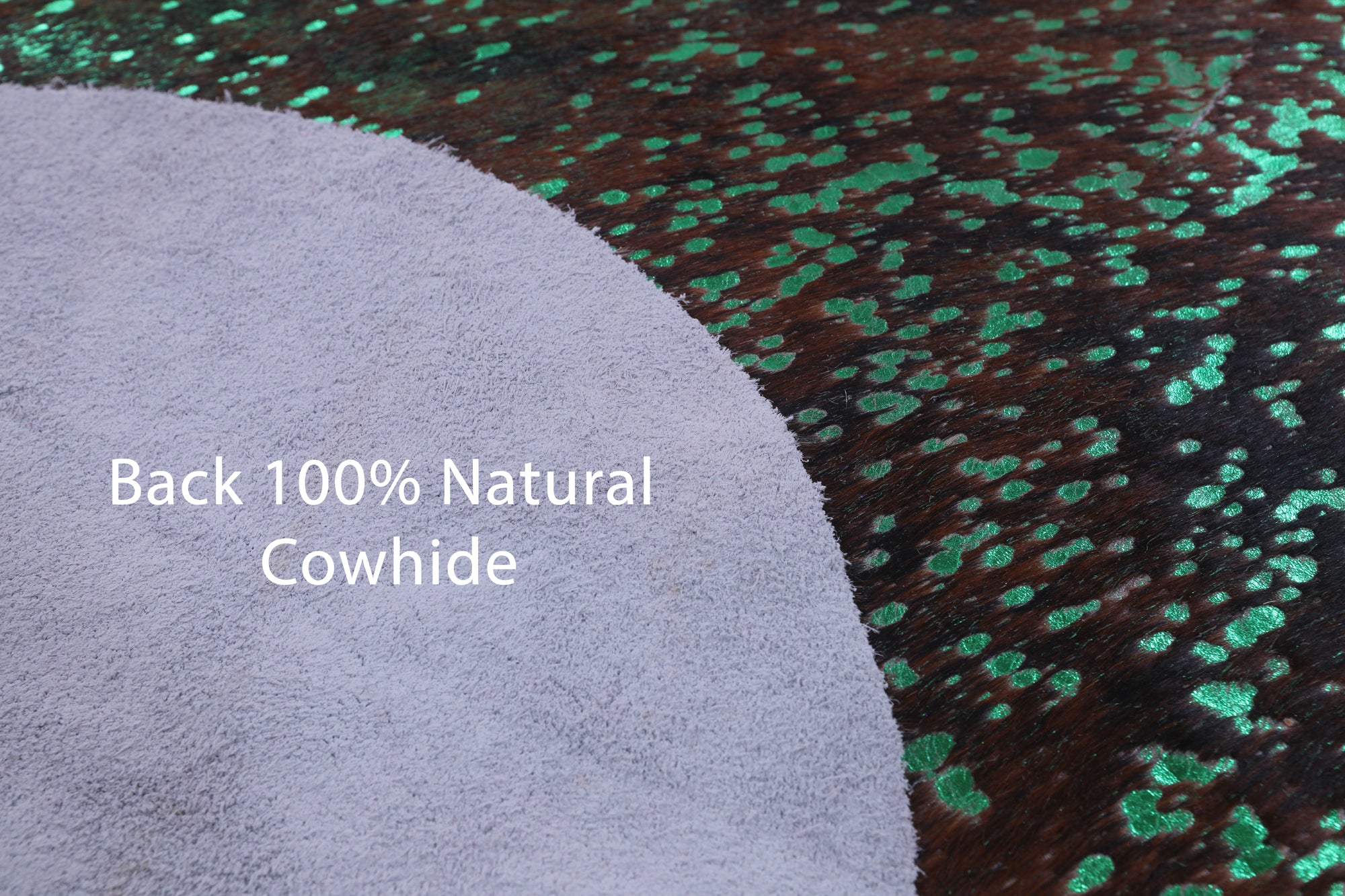 Green Metallic Natural Hair-On Cowhide Rug - 7' 0" X 6' 6" - Golden Nile