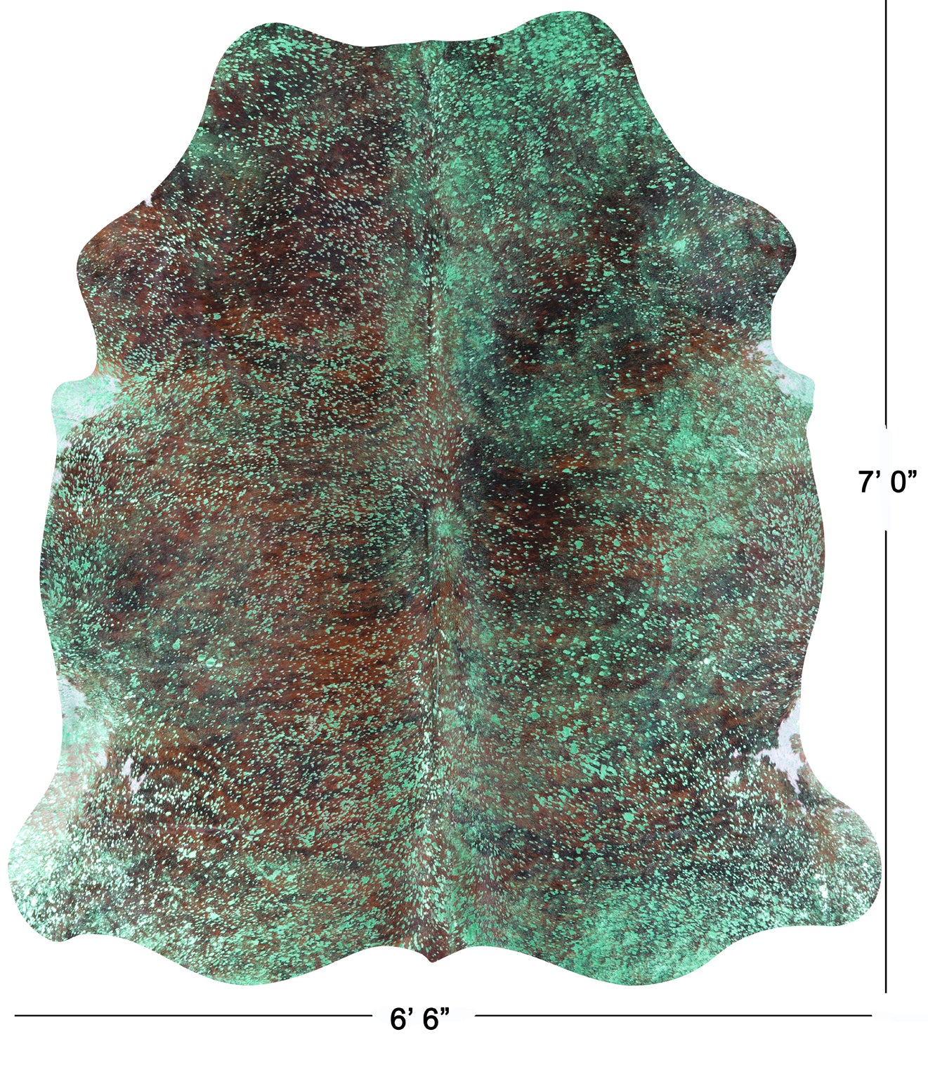 Green Metallic Natural Hair-On Cowhide Rug - 7' 0" X 6' 6" - Golden Nile
