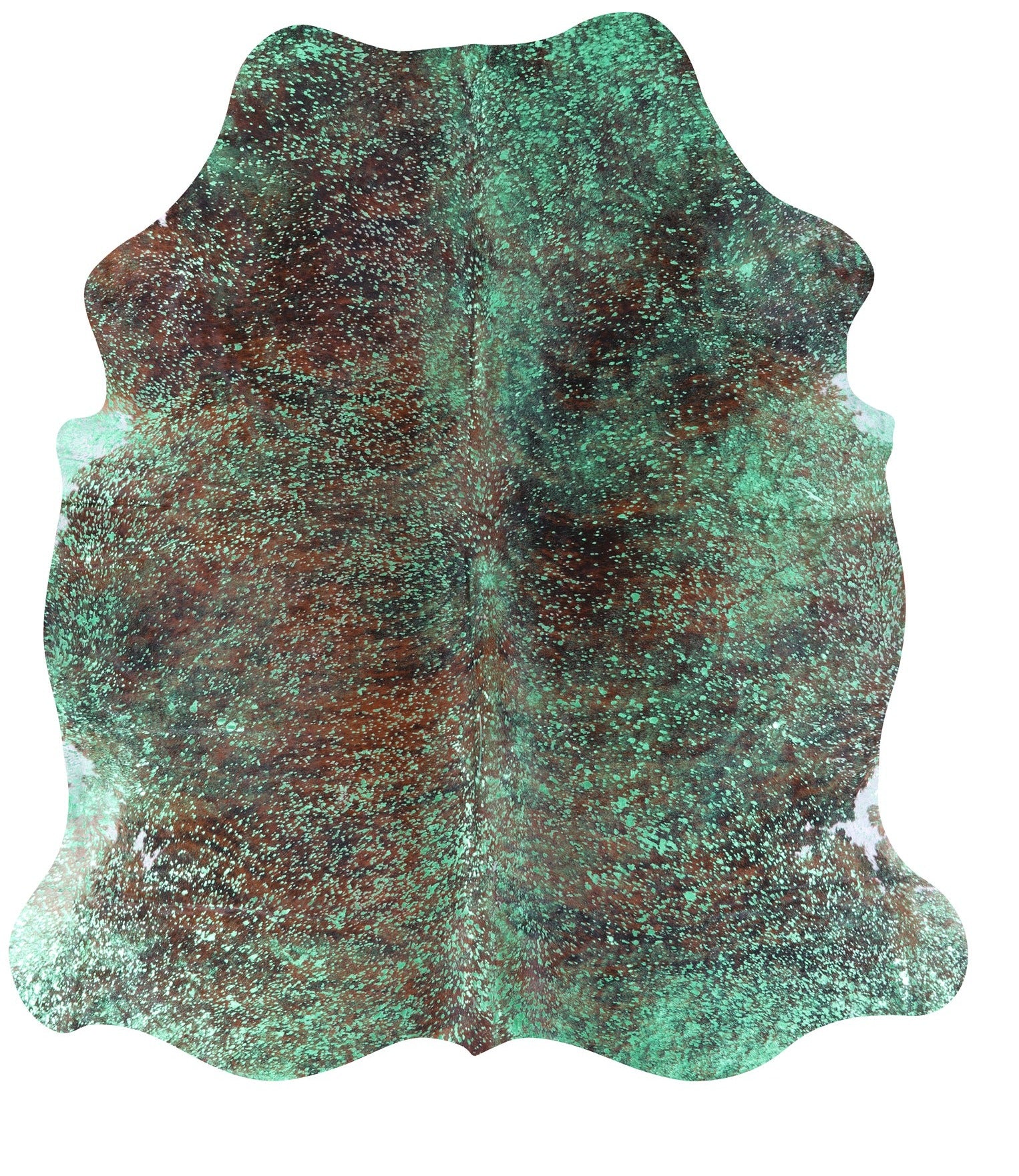 Green Metallic Natural Hair-On Cowhide Rug - 7' 0" X 6' 6" - Golden Nile